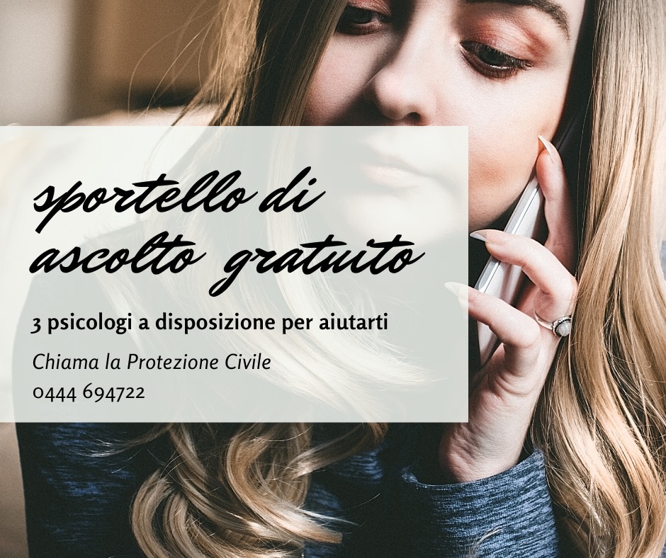 Sportello di ascolto gratuito Protezione Civile Progetto Giovani Montecchio Maggiore