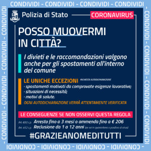 INDICAZIONI DALLA POLIZIA DI STATO PER EMERGENZA CORONAVIRUS Progetto Giovani Montecchio Maggiore