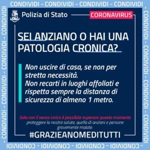 INDICAZIONI DALLA POLIZIA DI STATO PER EMERGENZA CORONAVIRUS Progetto Giovani Montecchio Maggiore