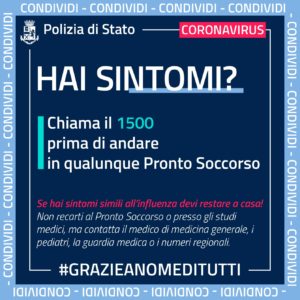 INDICAZIONI DALLA POLIZIA DI STATO PER EMERGENZA CORONAVIRUS Progetto Giovani Montecchio Maggiore