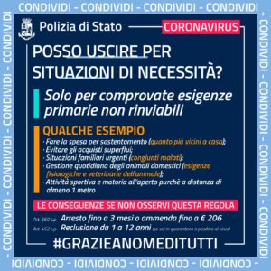INDICAZIONI DALLA POLIZIA DI STATO PER EMERGENZA CORONAVIRUS Progetto Giovani Montecchio Maggiore