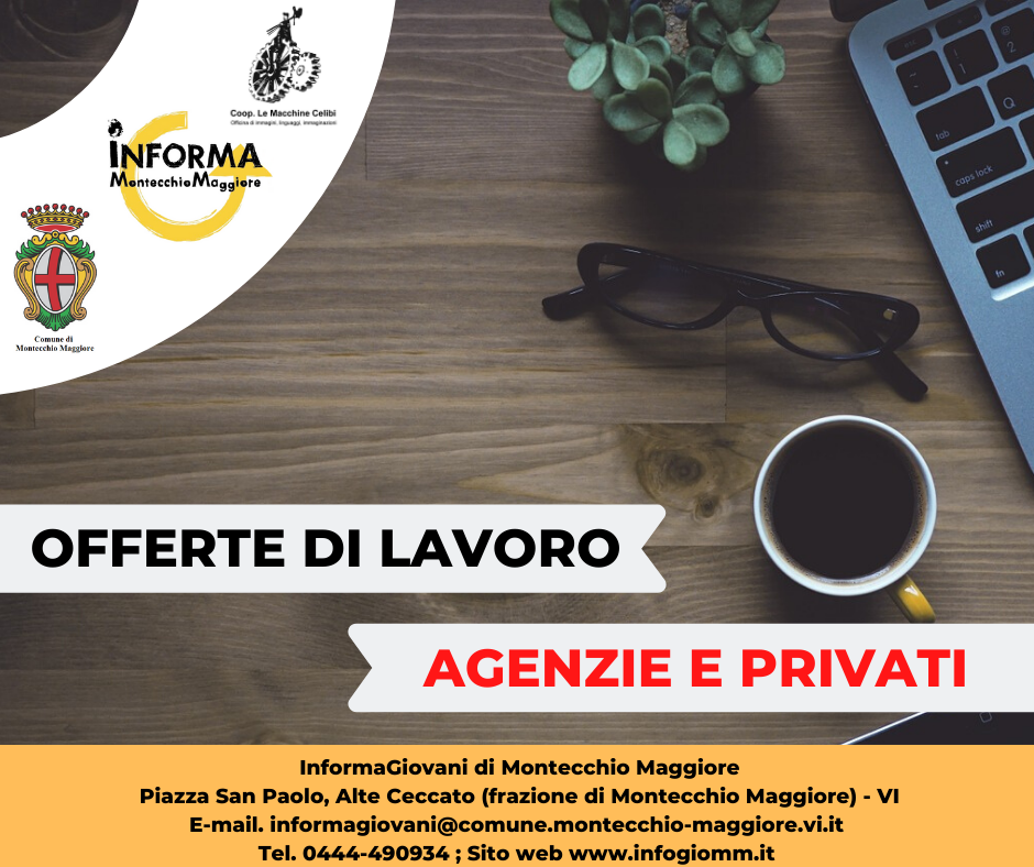OFFERTE DI LAVORO 24/03/2021 Progetto Giovani Montecchio Maggiore