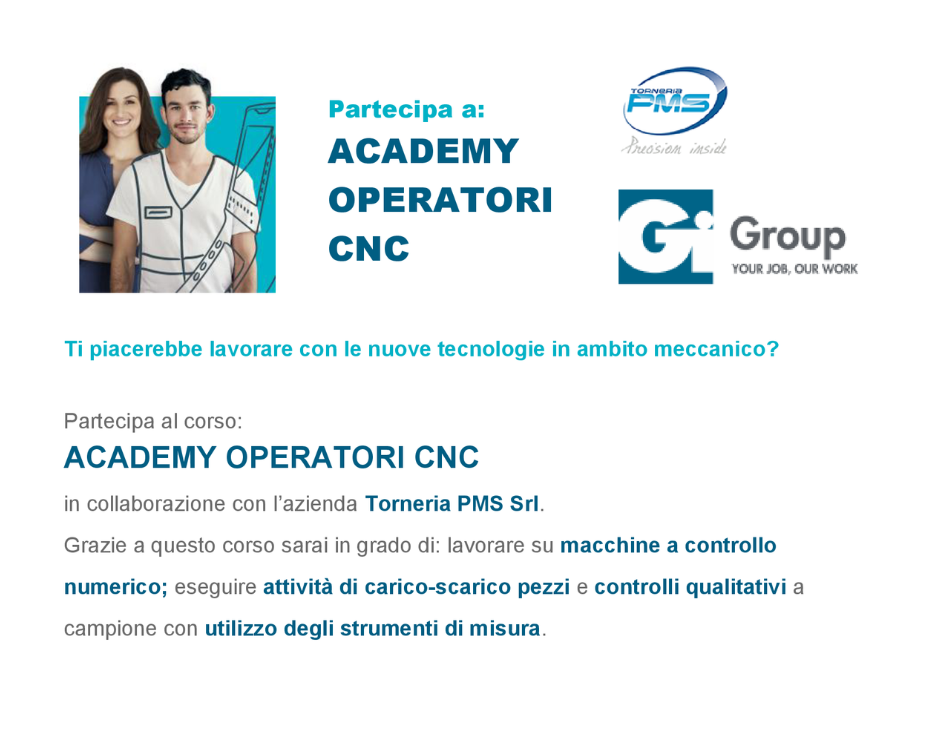 ACADEMY OPERATORI CNC percorso formativo gratuito Progetto Giovani Montecchio Maggiore ACADEMY OPERATORI CNC percorso formativo gratuito Progetto Giovani Montecchio Maggiore