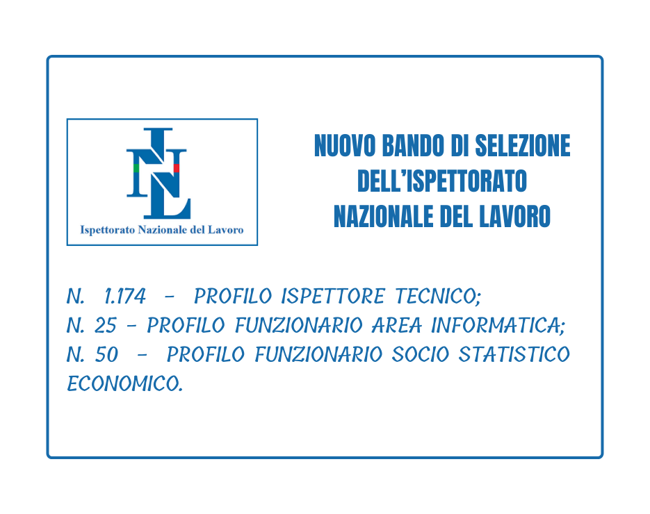 Concorsi: Nuovo bando di selezione dell’Ispettorato Nazionale del Lavoro Progetto Giovani Montecchio Maggiore
