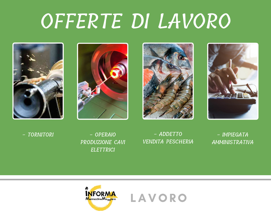 OFFERTE DI LAVORO Progetto Giovani Montecchio Maggiore OFFERTE DI LAVORO Progetto Giovani Montecchio Maggiore