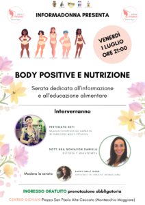 SERATA INFORMA DONNA. BODY POSITIVE E NUTRIZIONE. Progetto Giovani Montecchio Maggiore