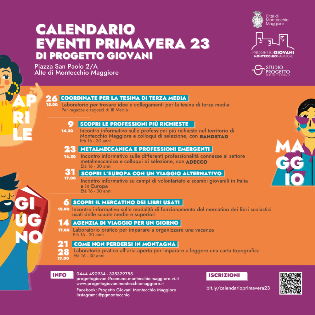 CALENDARIO EVENTI PRIMAVERA 2023 a Progetto Giovani