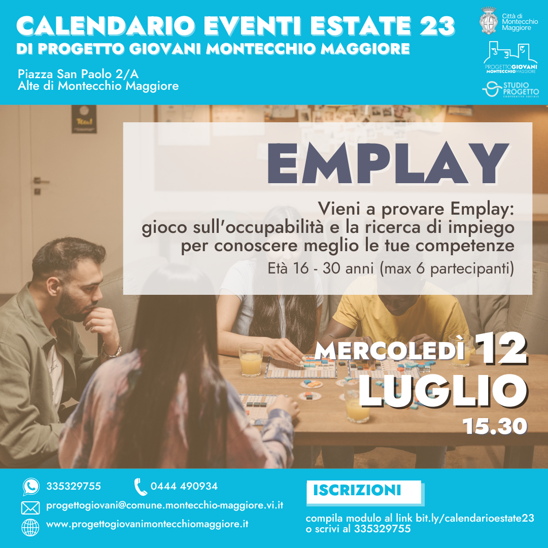 Scopri le tue competenze con EMPLAY Progetto Giovani Montecchio Maggiore