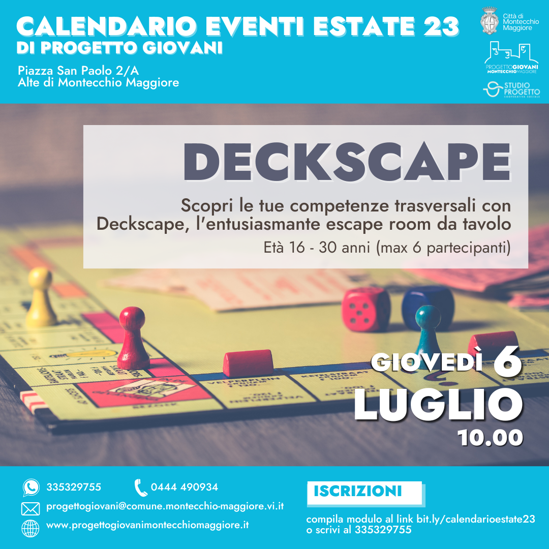 Scopri le tue competenze con DECKSCAPE Progetto Giovani Montecchio Maggiore