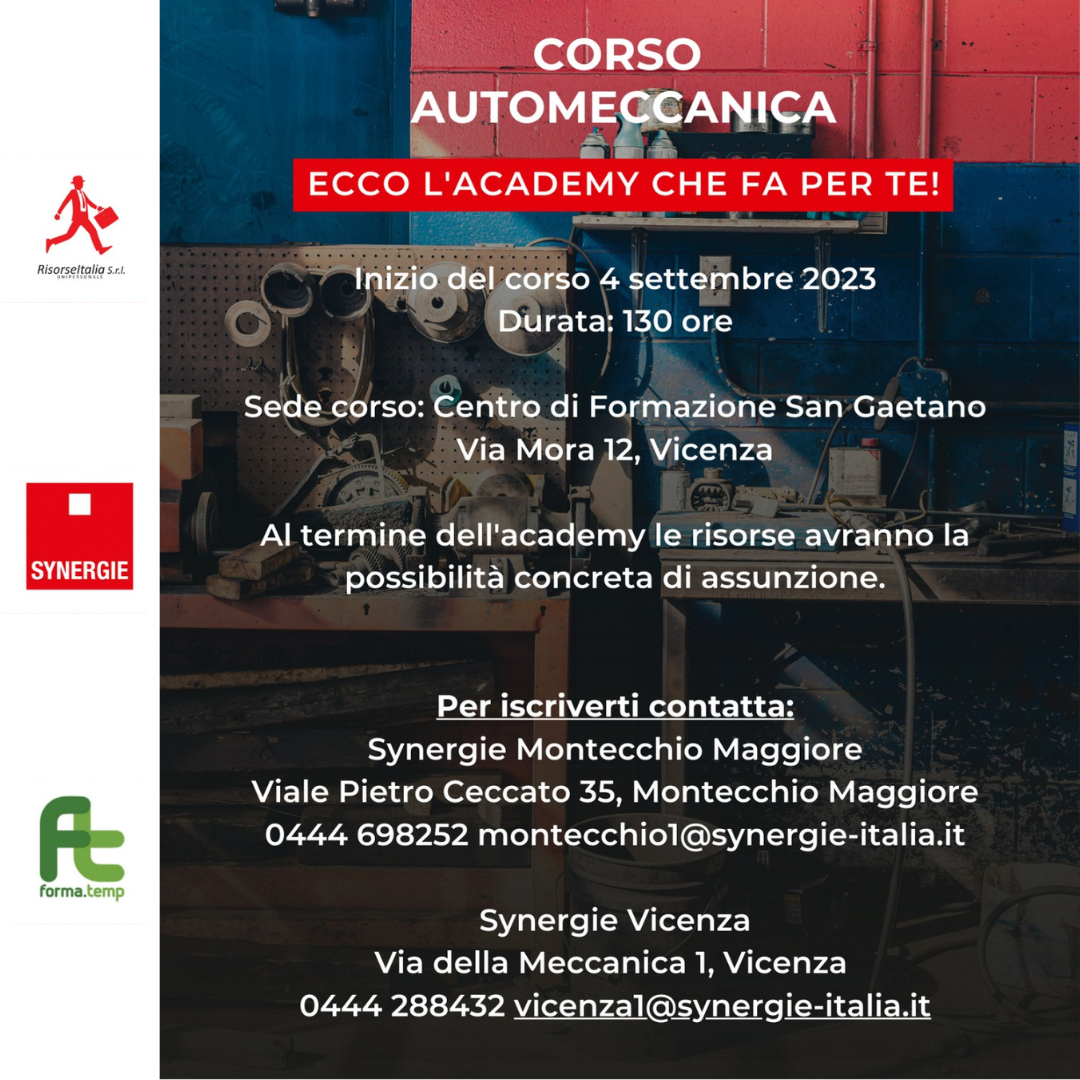 CORSO DI AUTOMECCANICA Progetto Giovani Montecchio Maggiore