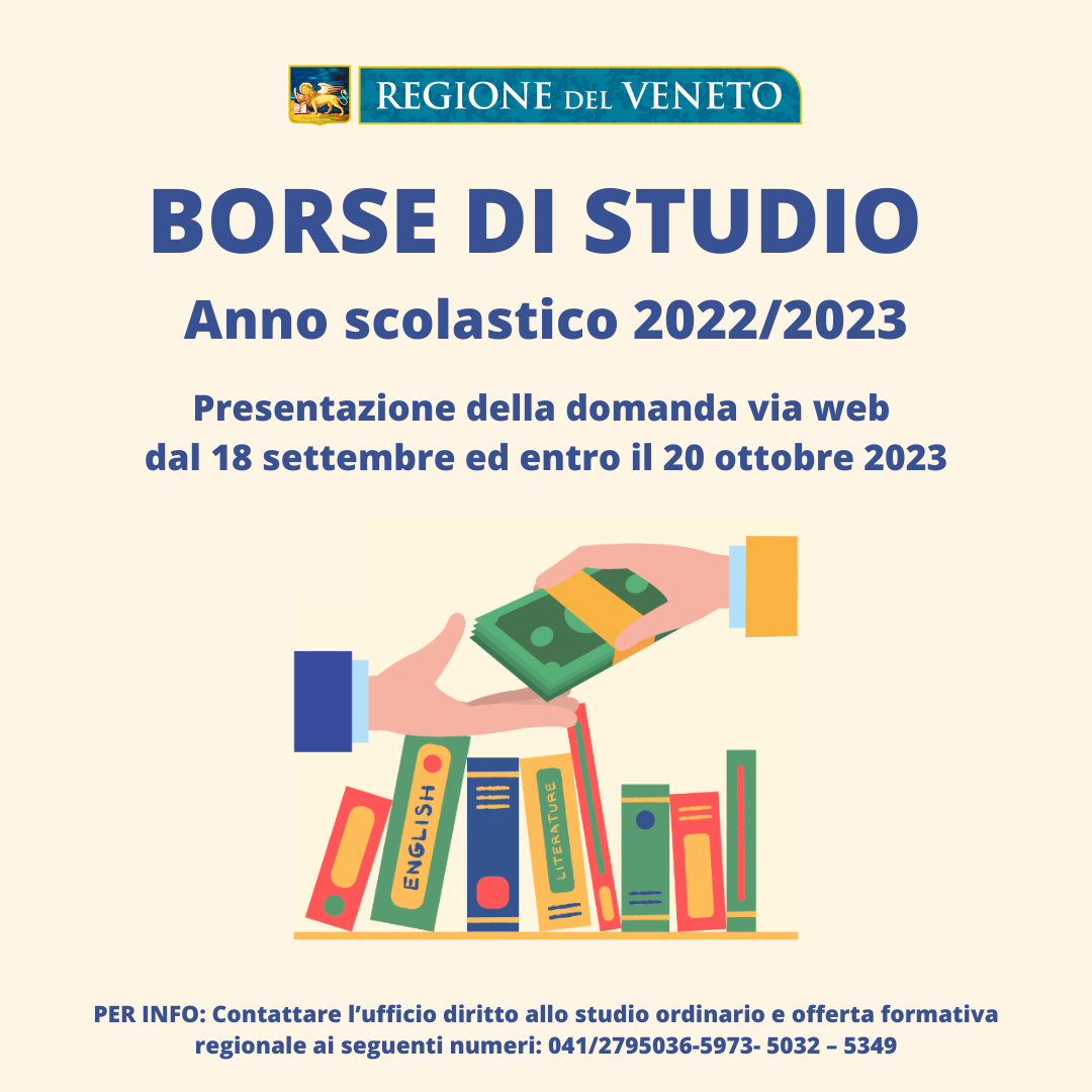 Borse di studio regionali per l'a.s. 2022/2023 Progetto Giovani Montecchio Maggiore