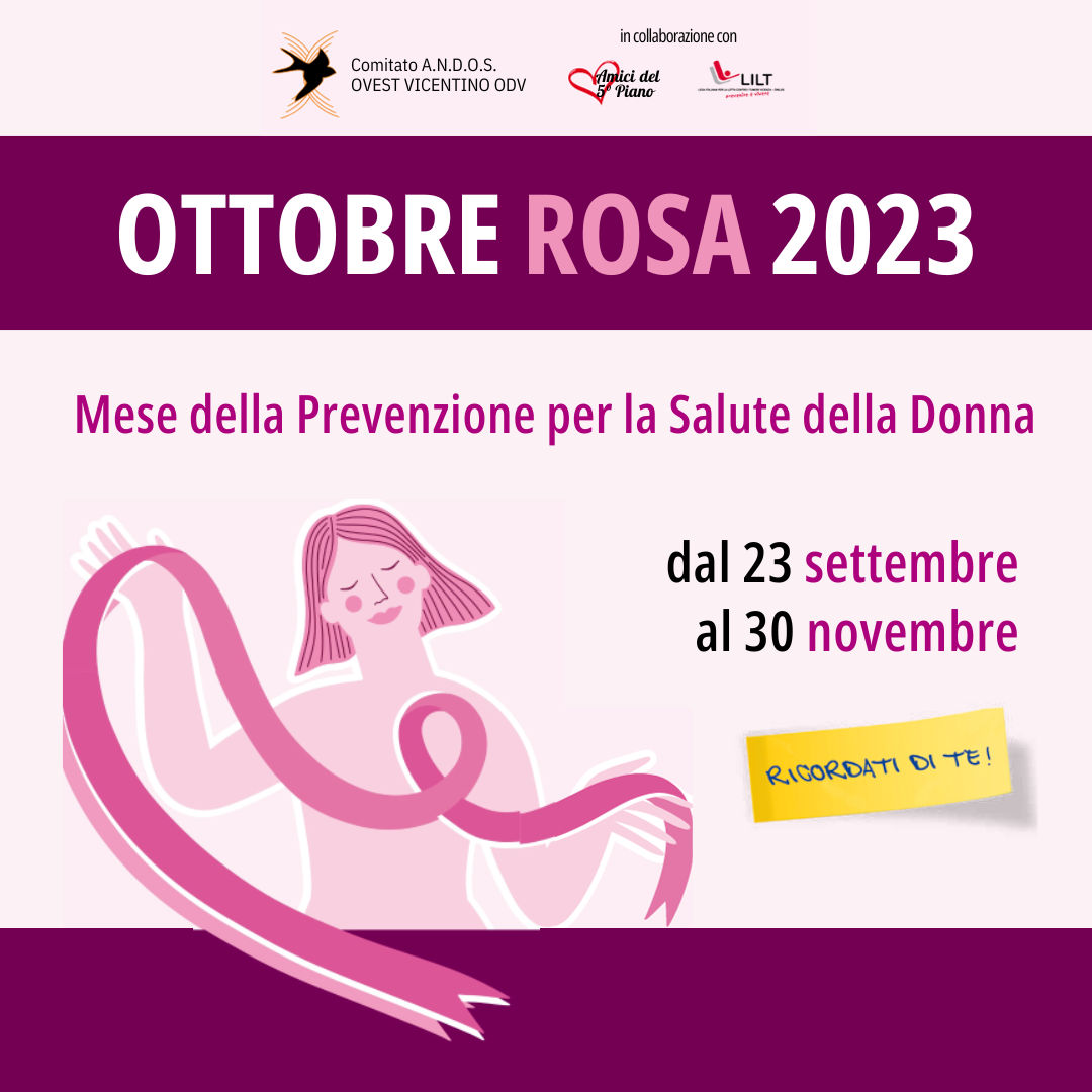 OTTOBRE ROSA 2023 - MESE DELLA PREVENZIONE Progetto Giovani Montecchio Maggiore