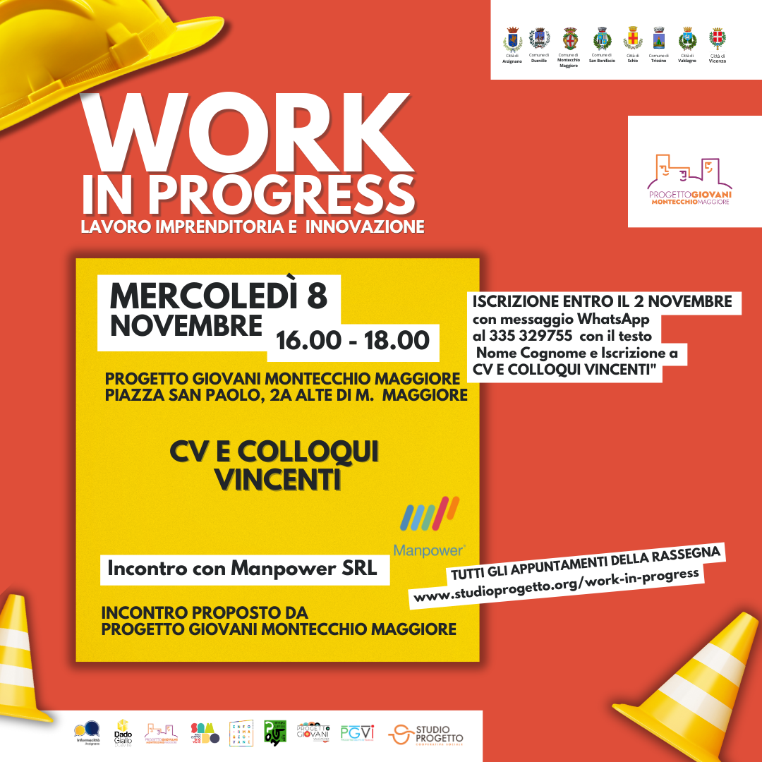 CV E COLLOQUI VINCENTI - RASSEGNA WORK IN PROGRESS 2023 Progetto Giovani Montecchio Maggiore