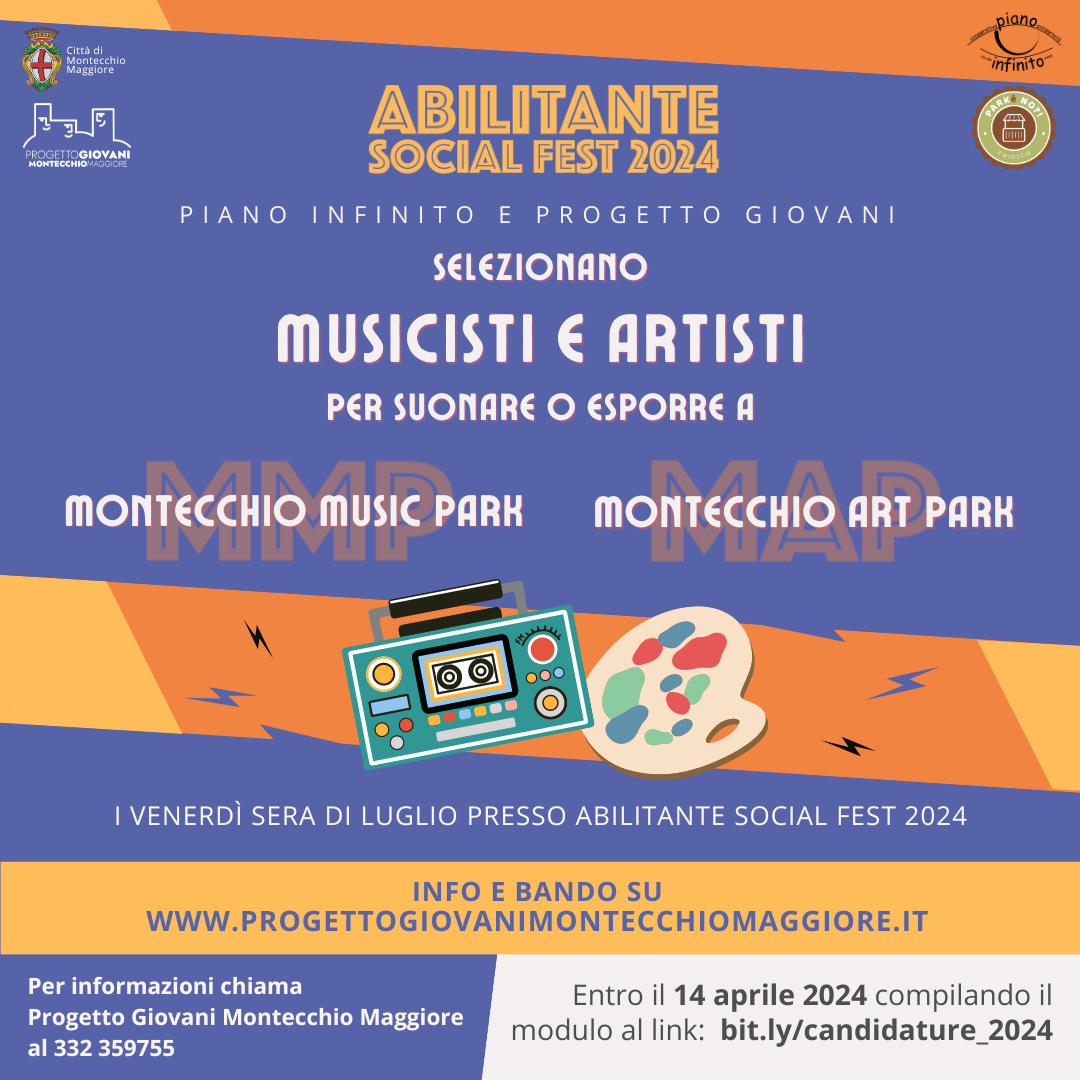 Call per musicisti e artisti per Abilitante Social Fest 2024 Progetto Giovani Montecchio Maggiore