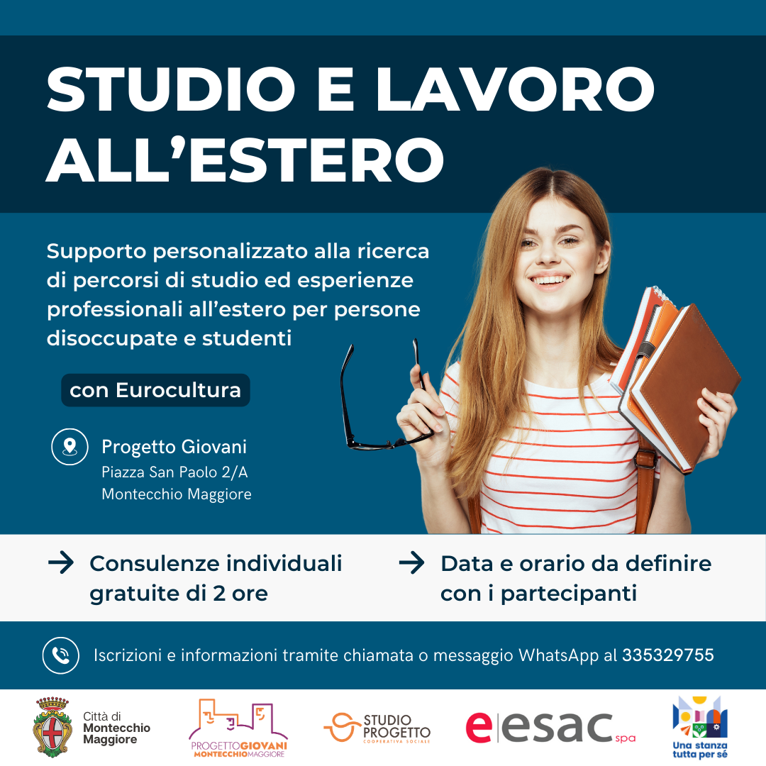 Studio e lavoro all’estero: consulenze individuali con Eurocultura a Progetto Giovani Progetto Giovani Montecchio Maggiore